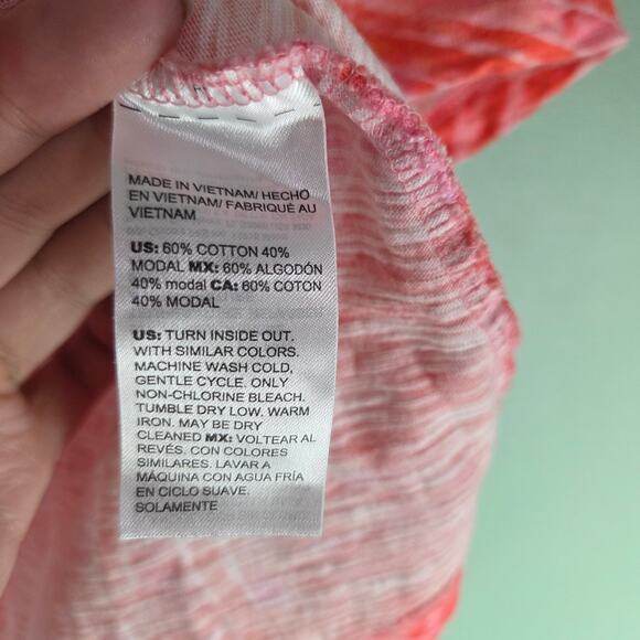 Chicos Womens Cotton Slub Elbow Sleeve Tie Dyed Shirt Knit Top Size 4 Vibrant - Picture 5 of 6